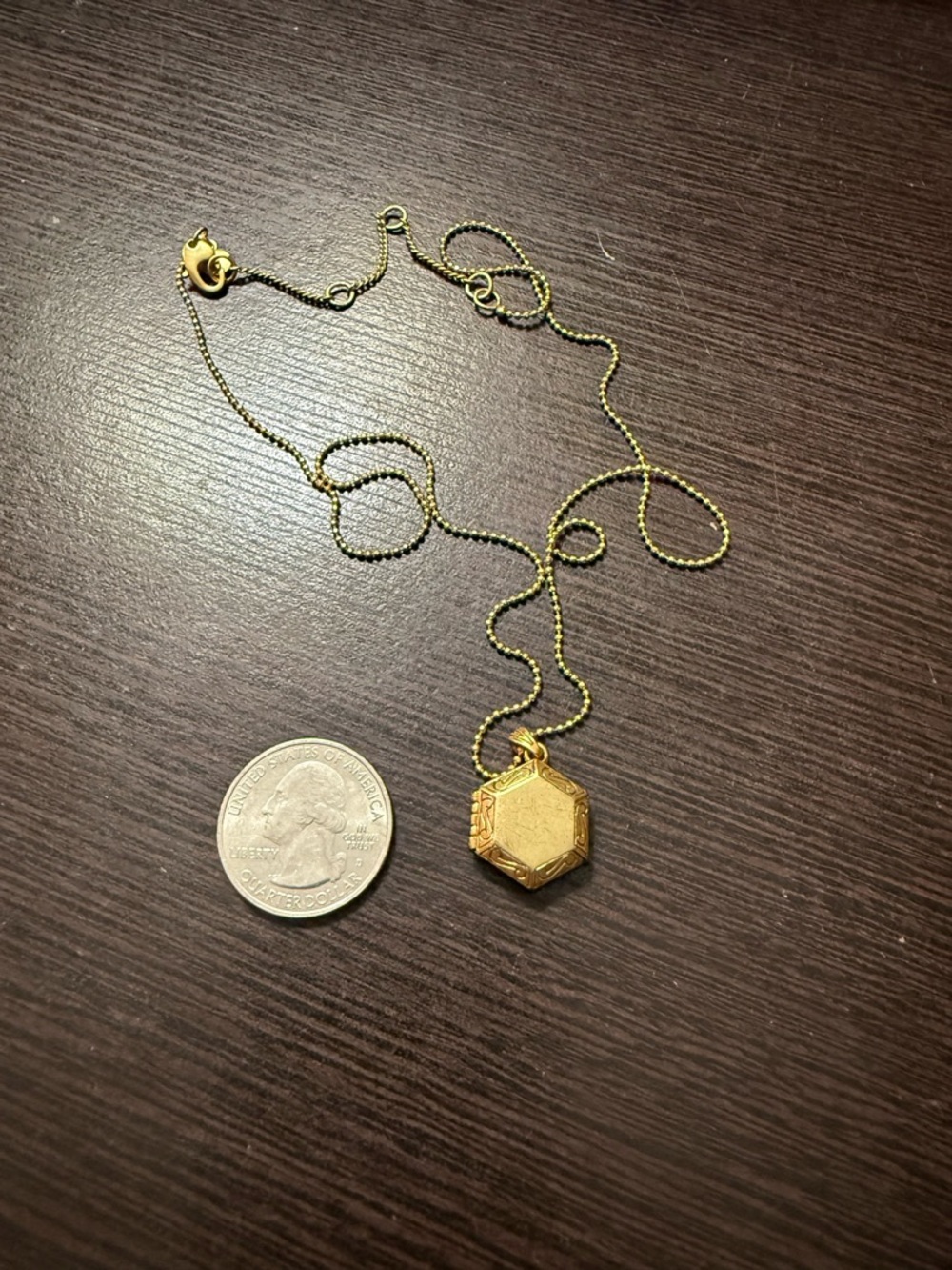 Madewell gold hexagon locket necklace